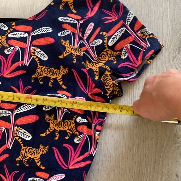 ModCloth Cat floral Print Jumpsuit size S‎ navy pockets linen navy summer party - Picture 13 of 14